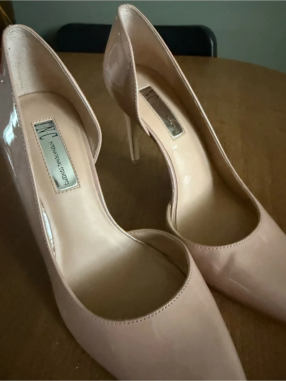 INC International Concepts Nude Patent Pointed D'Orsay Pumps